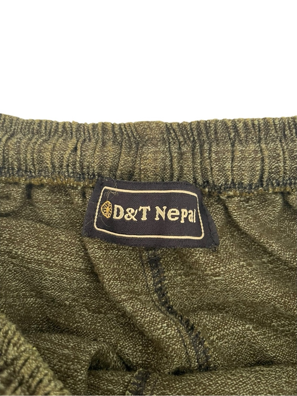 D&T Nepal Harem Pants Olive Green Om Print Cargo Yoga Boho Unisex Cotton M - Picture 6 of 9